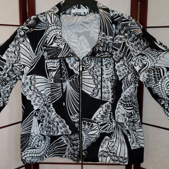 ERIN LONDON Black/White Designer Zip Up Jacket - Picture 2 of 12